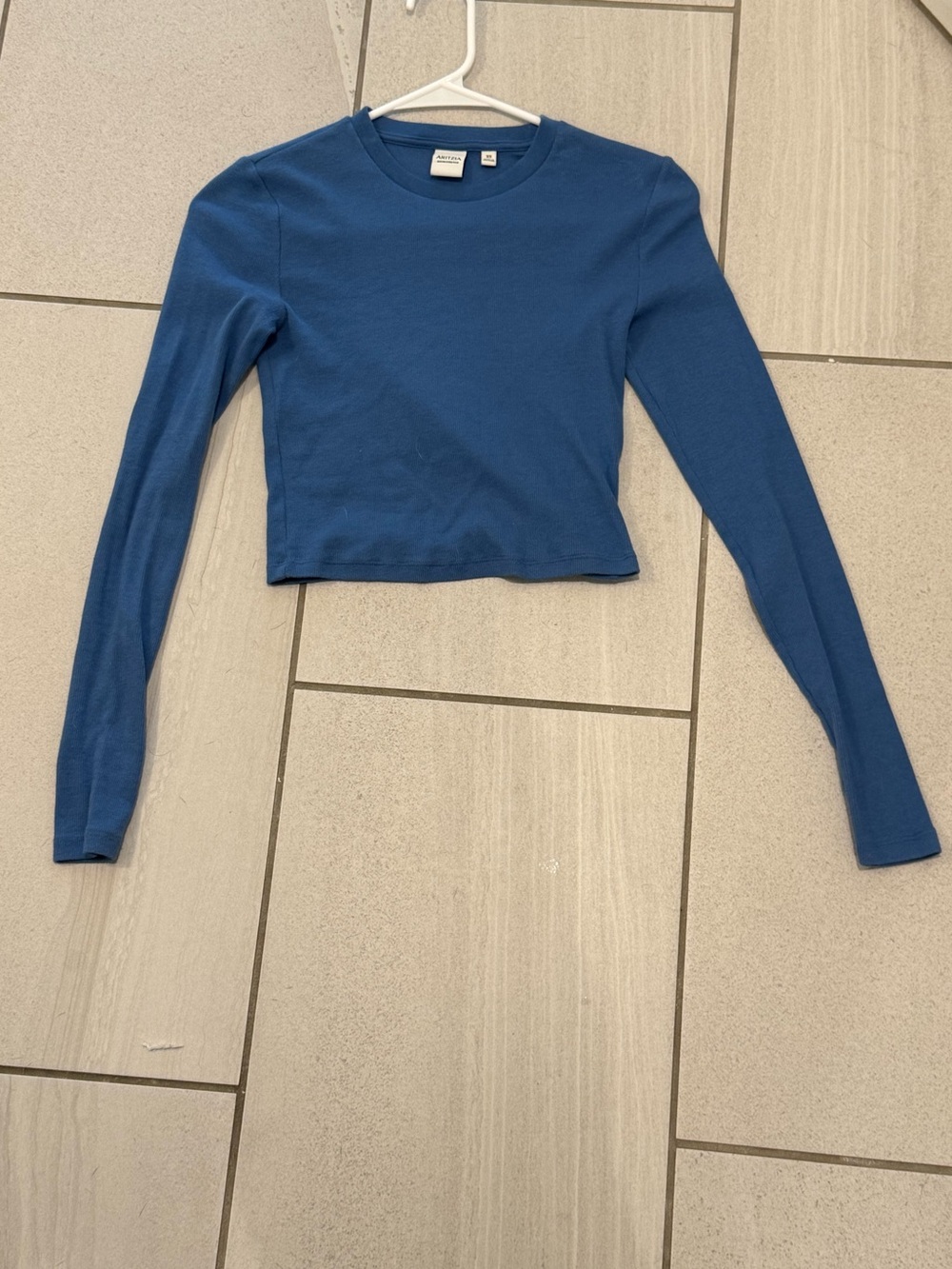 Aritzia Homestretch Long-Sleeve Cropped Tee Blue